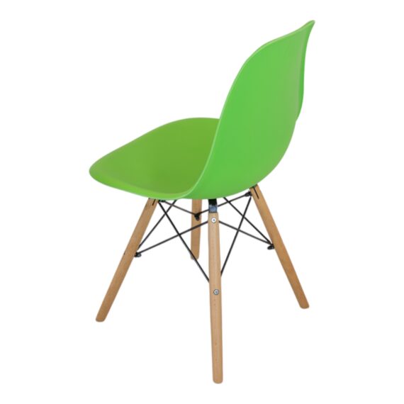 Scaun DENVER Malmo, verde, model scandinav, sezut tip scoica, picioare lemn, 46x54x80 cm